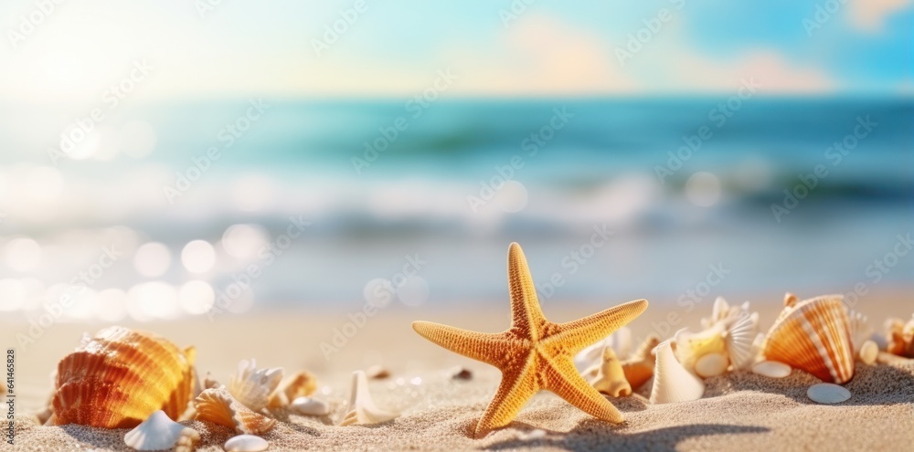 Sea shells and rocks on the beach