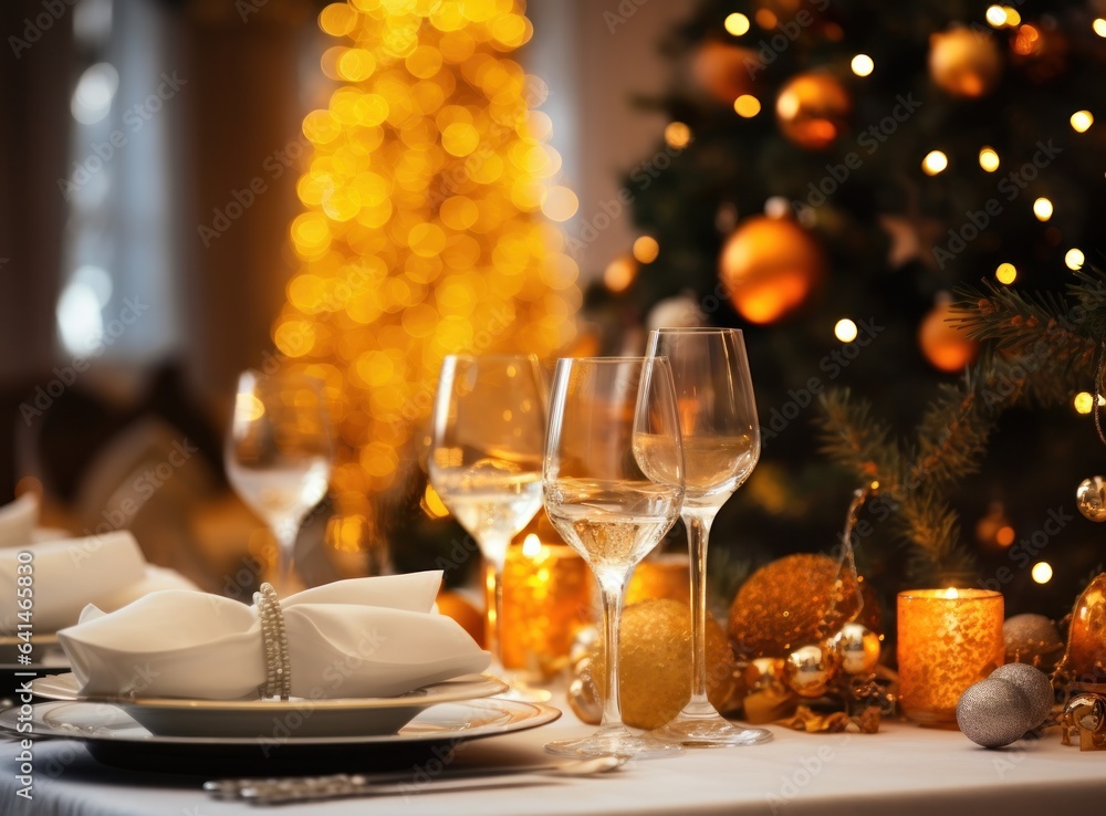 Beautiful Christmas table for holiday dinner