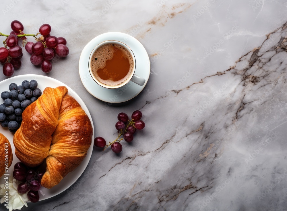 Light breakfast background with croissants