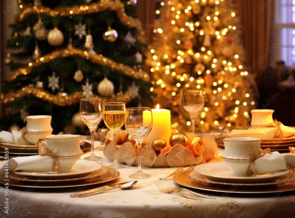 Beautiful Christmas table for holiday dinner