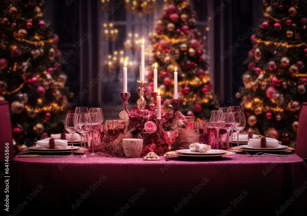 Beautiful Christmas table for holiday dinner