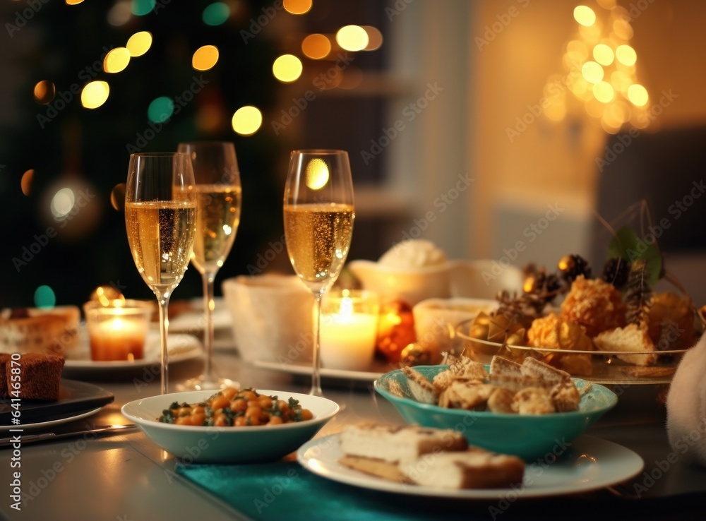 Beautiful Christmas table for holiday dinner