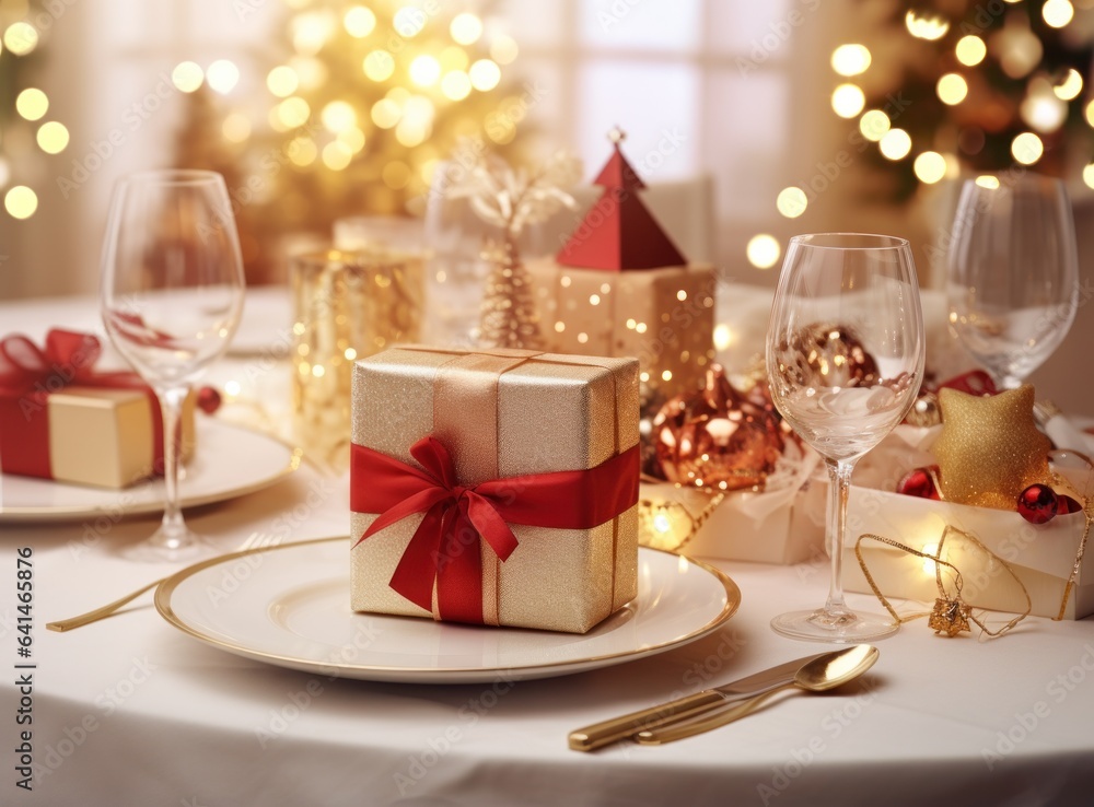 Beautiful Christmas table for holiday dinner