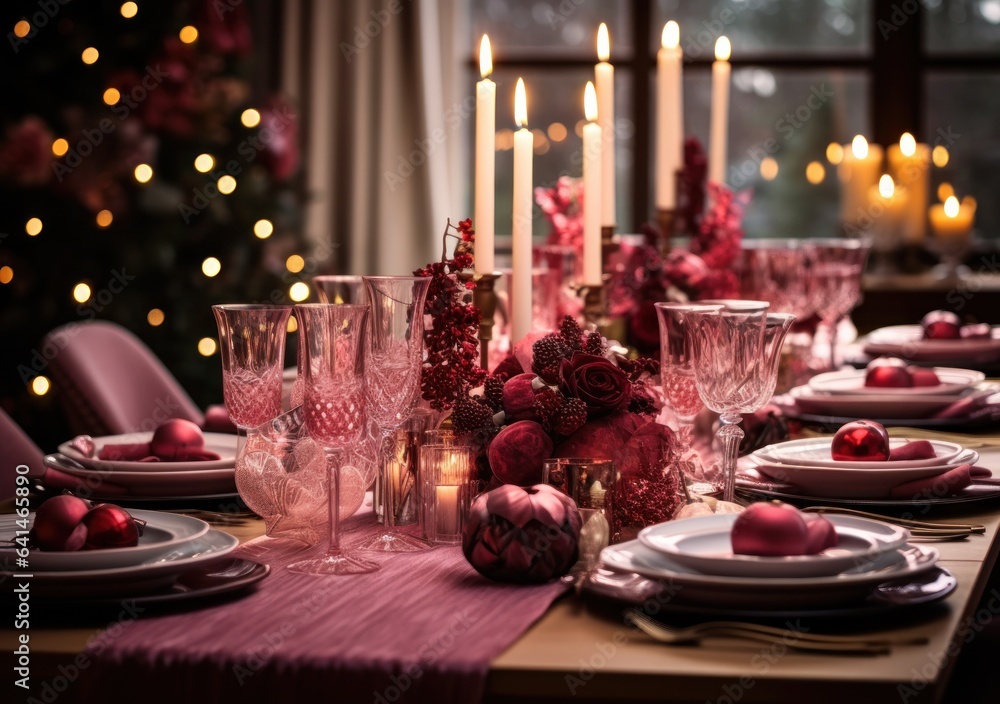 Beautiful Christmas table for holiday dinner