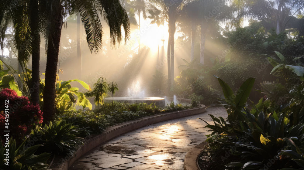 Light morning in the palm garden