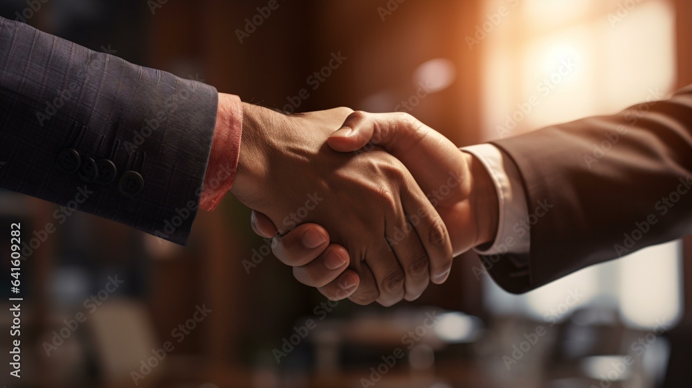 Two people shaking hands in agreement