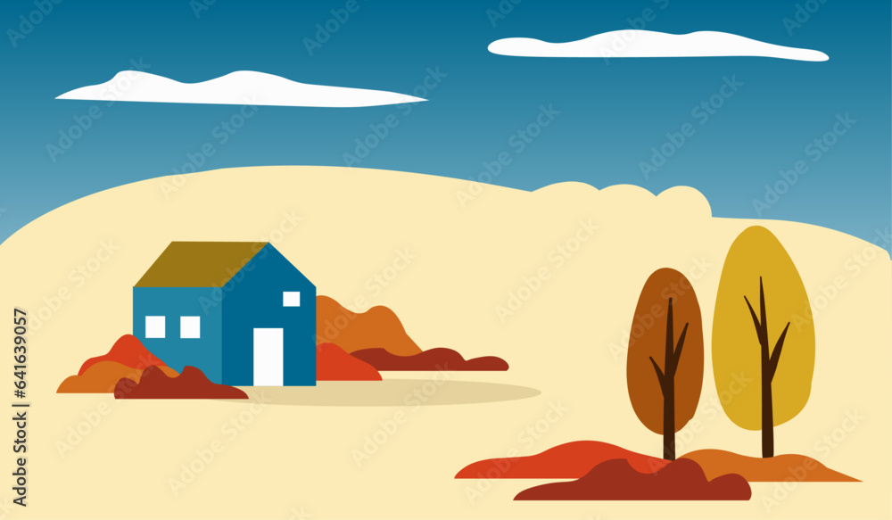 Autumn landscape with house