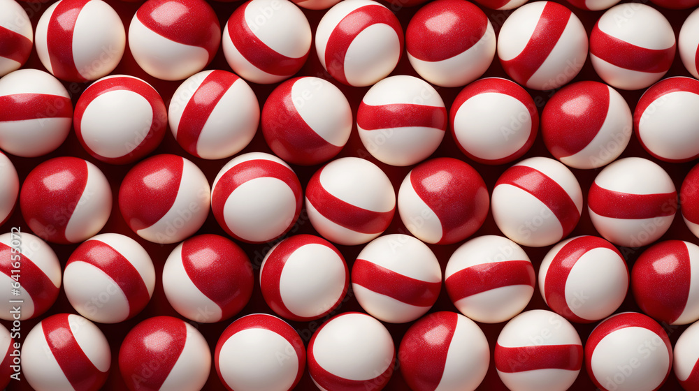 Red and white bonbons candies background. Generative AI