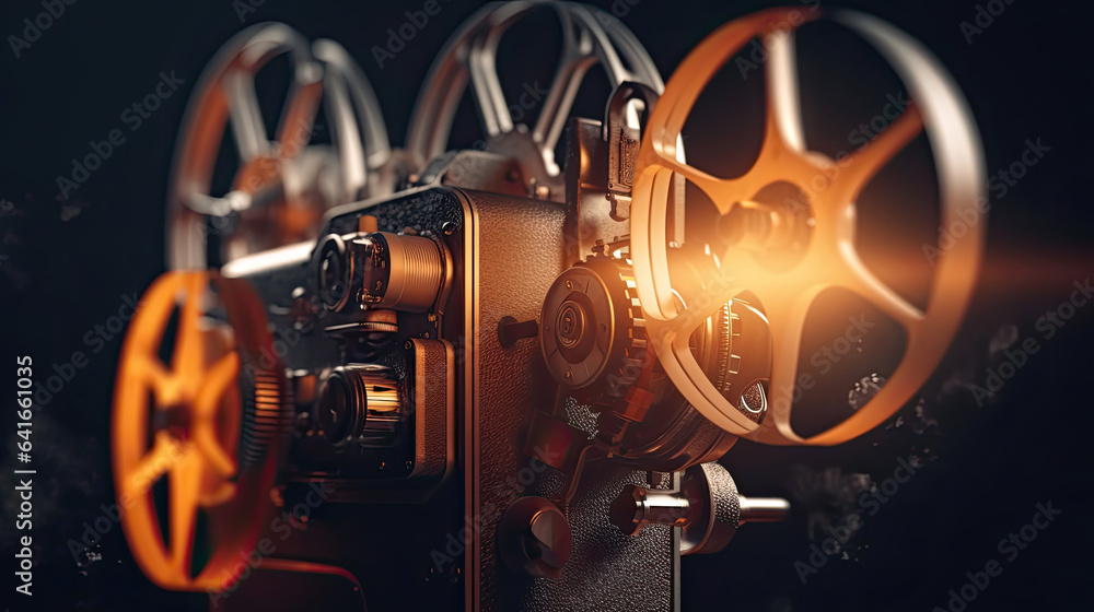 An old movie projector. Cinema concept. Generative Ai