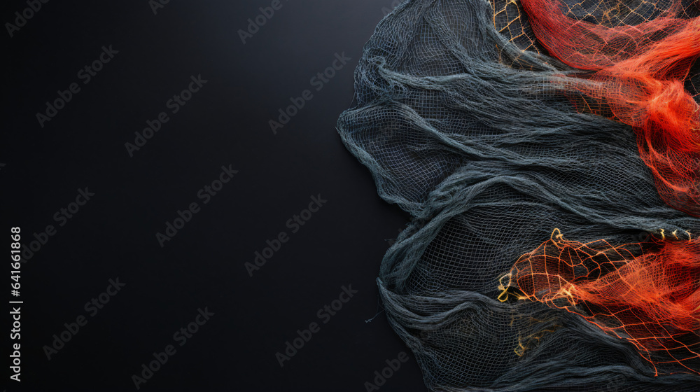 Fishing net on black background