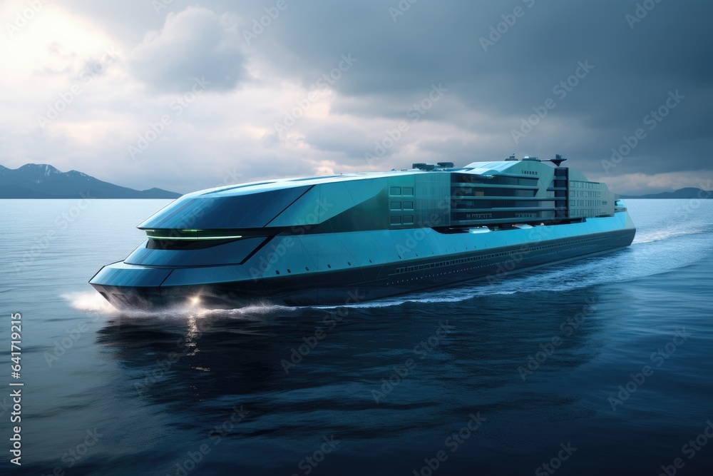 Futuristic cargo ship of the future.