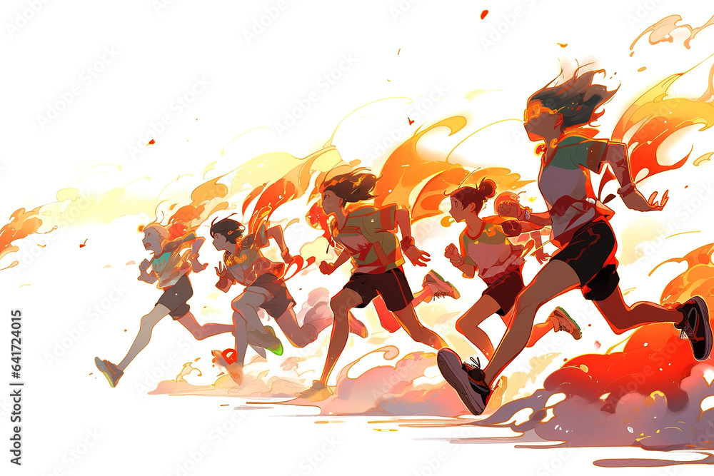 Athlete sprints. Athletes in sportswear are ready to run on a colored background