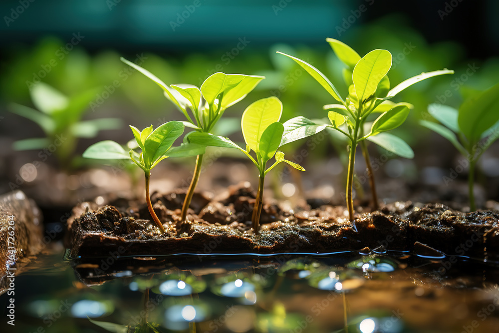 The farm cultivates young saplings. The idea of planting trees is to save the world from global warm