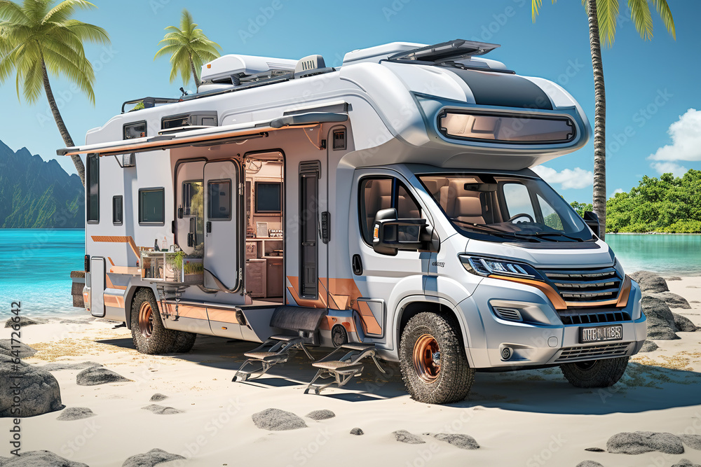 RV seaside beach vacation camping AI