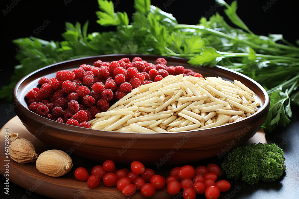 Fresh spices and herbs isolated on black color background