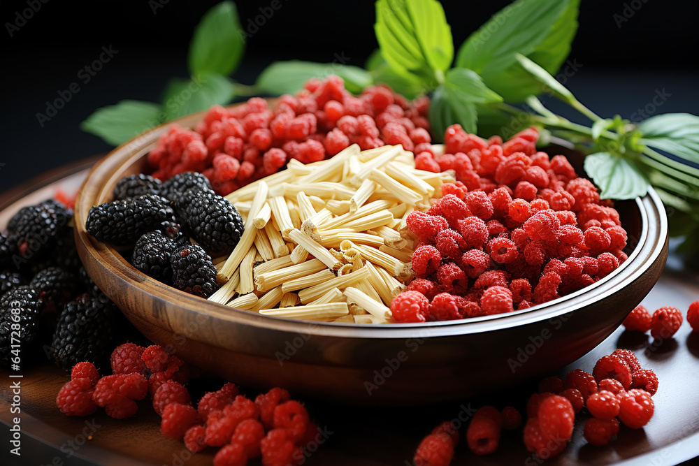 Fresh spices and herbs isolated on black color background