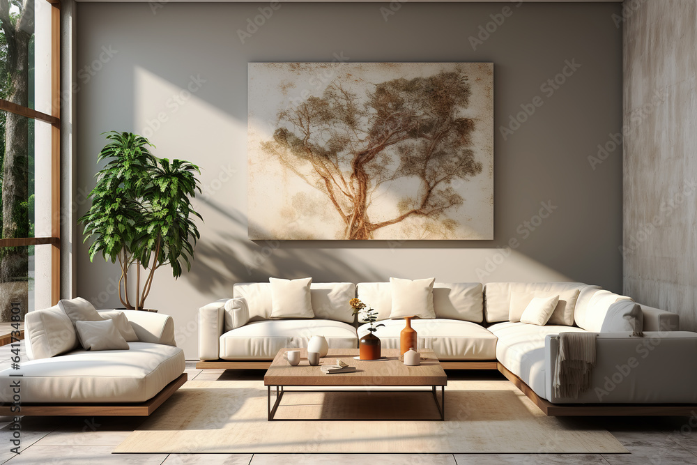 Real estate mansion or apartment living room interior view