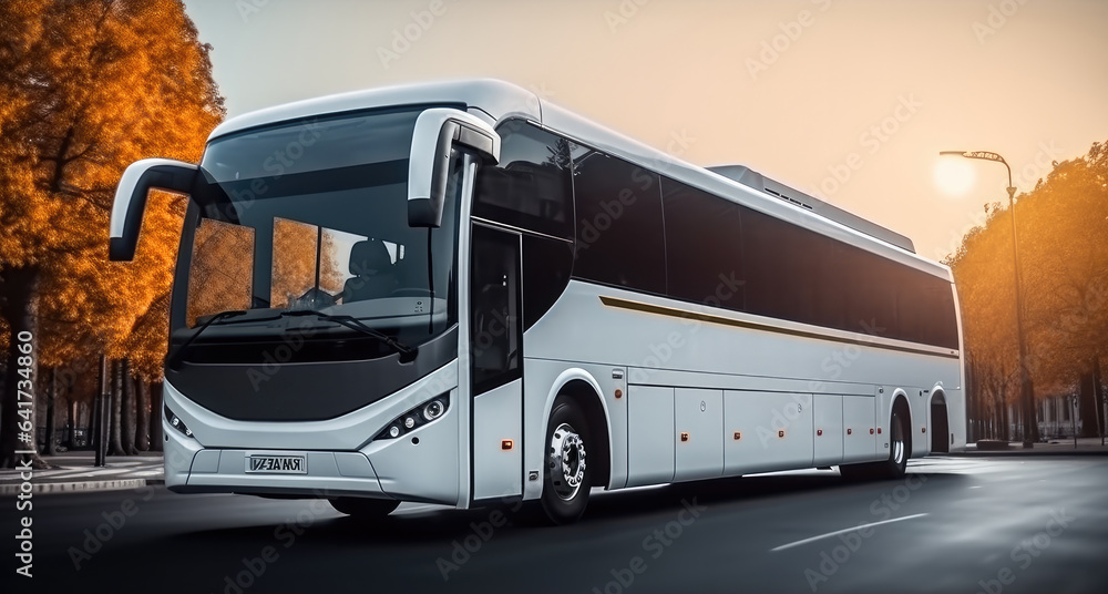 Bus on the street at city, Public transport concept.