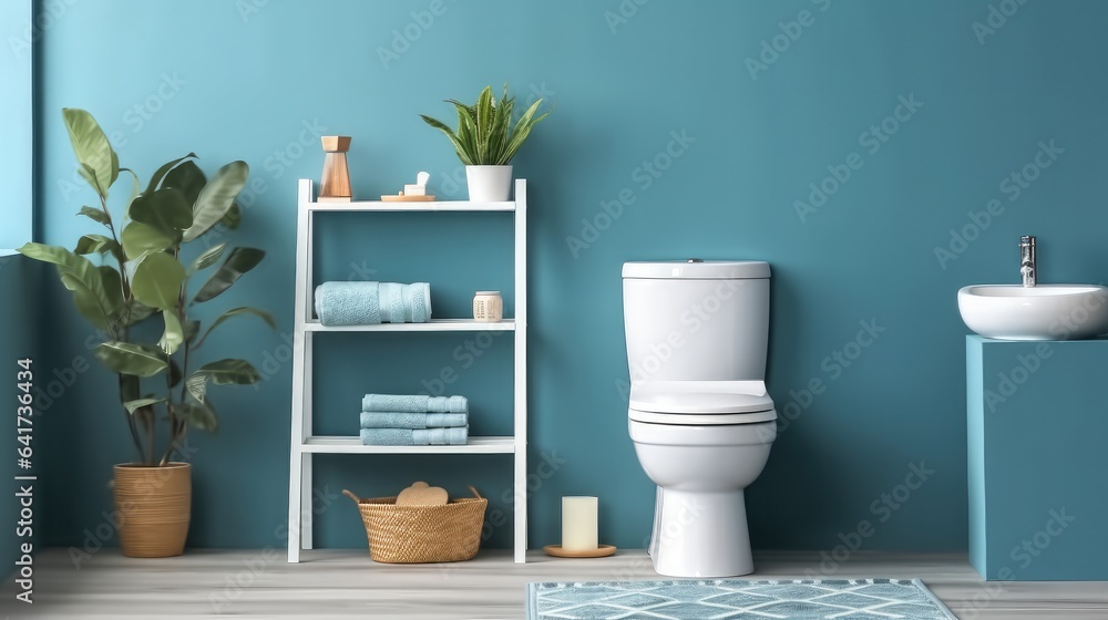 Ceramic toilet bowl in the bathroom.