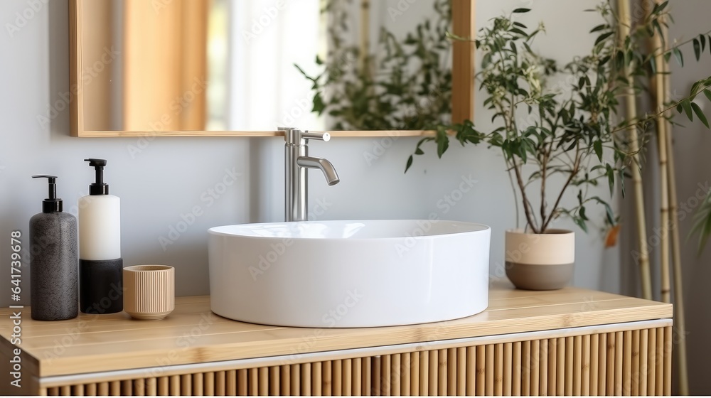 Property Bathroom Interiors, Modern of bathroom with sink bowl and mirror.