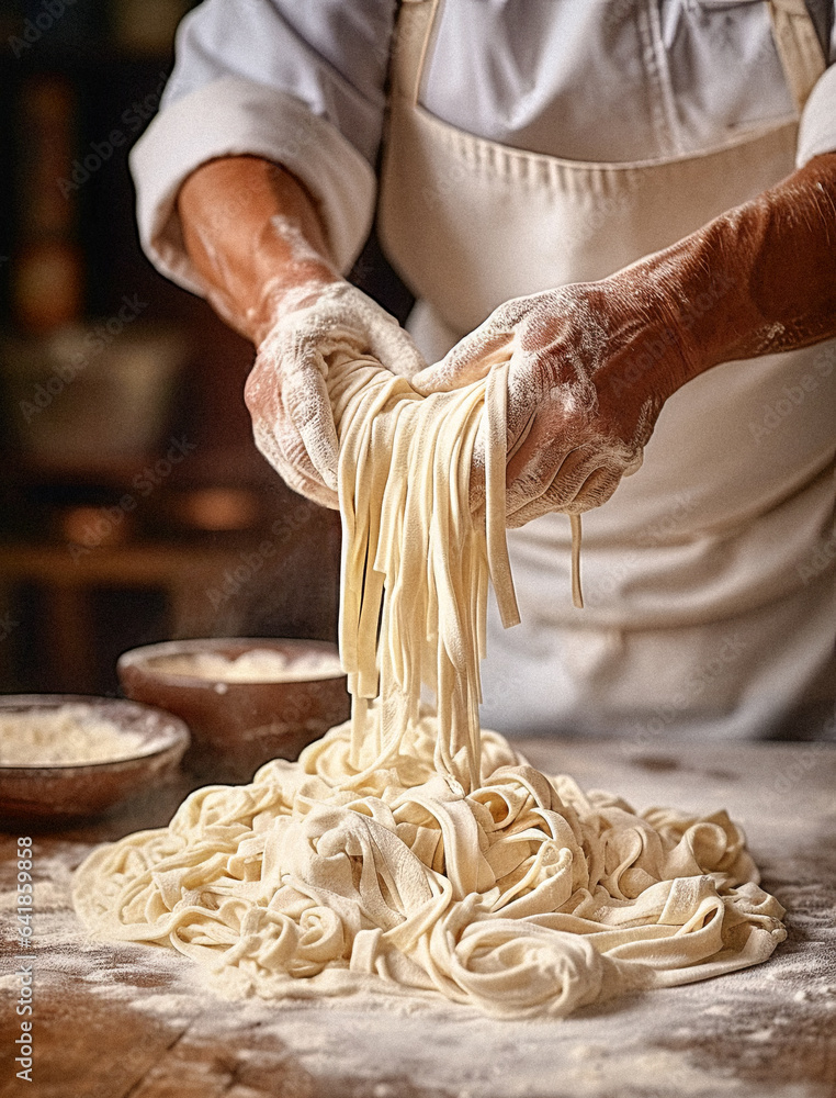 Chef preparing fresh pasta in the kitchen