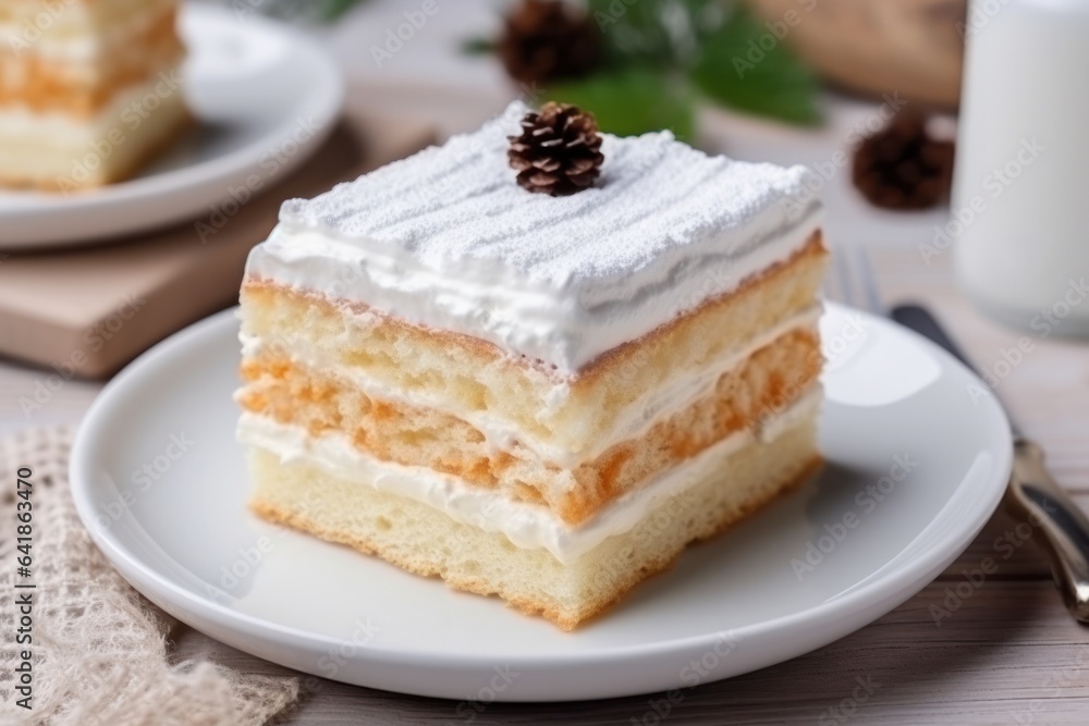 White bunk cake lies on the table