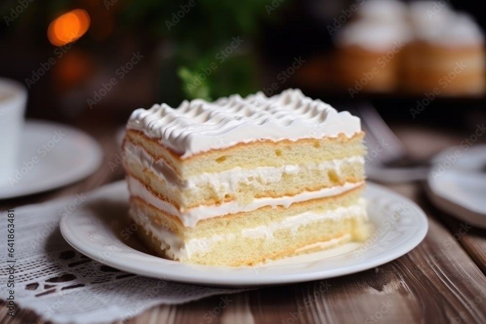 White bunk cake lies on the table