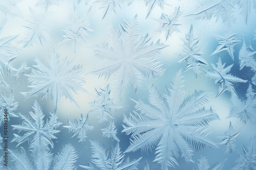 Frost creates fascinating patterns on a window in winter