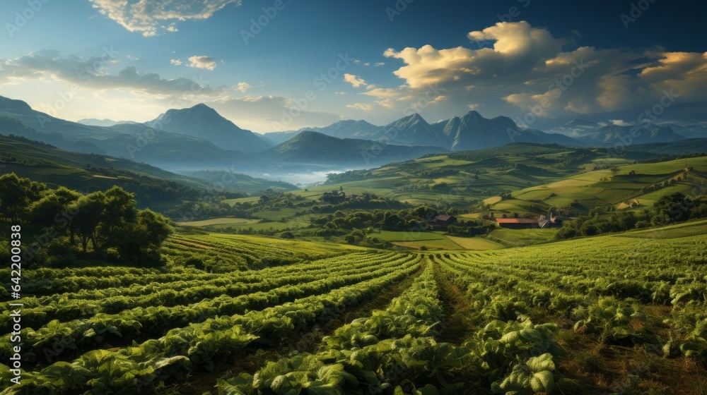 Serene Landscapes: Discover the Beauty of Natures Bounty Amidst Summer Fields, Mountain Vistas, and