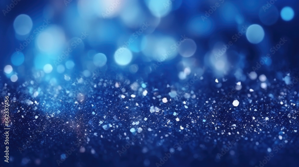 Blue glitter particles abstract background