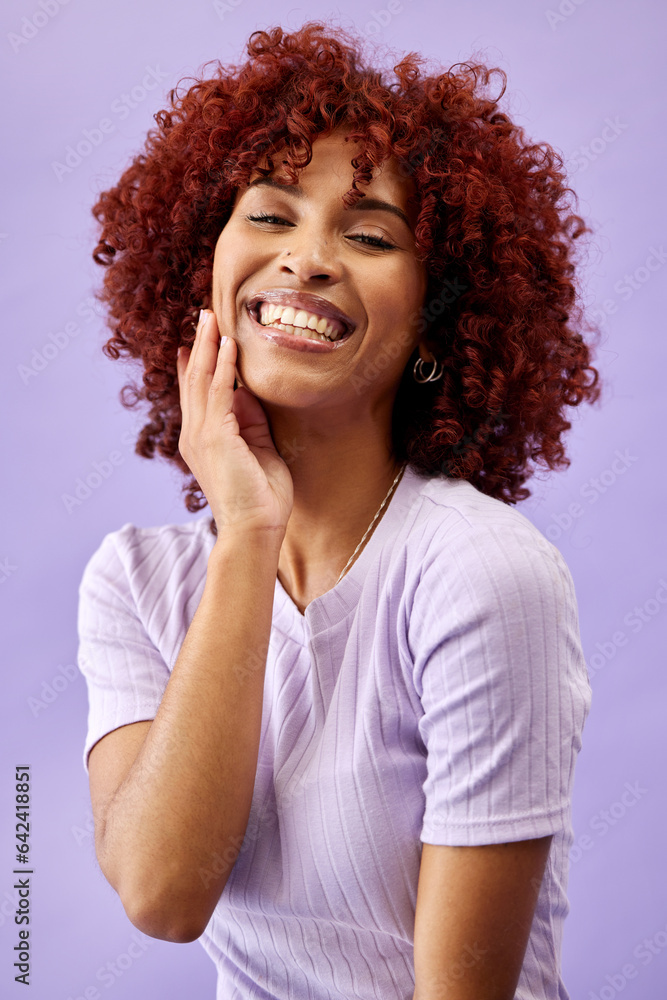 Cosmetic, skincare and portrait of happy woman in studio for natural, beauty and glamour routine. Ma