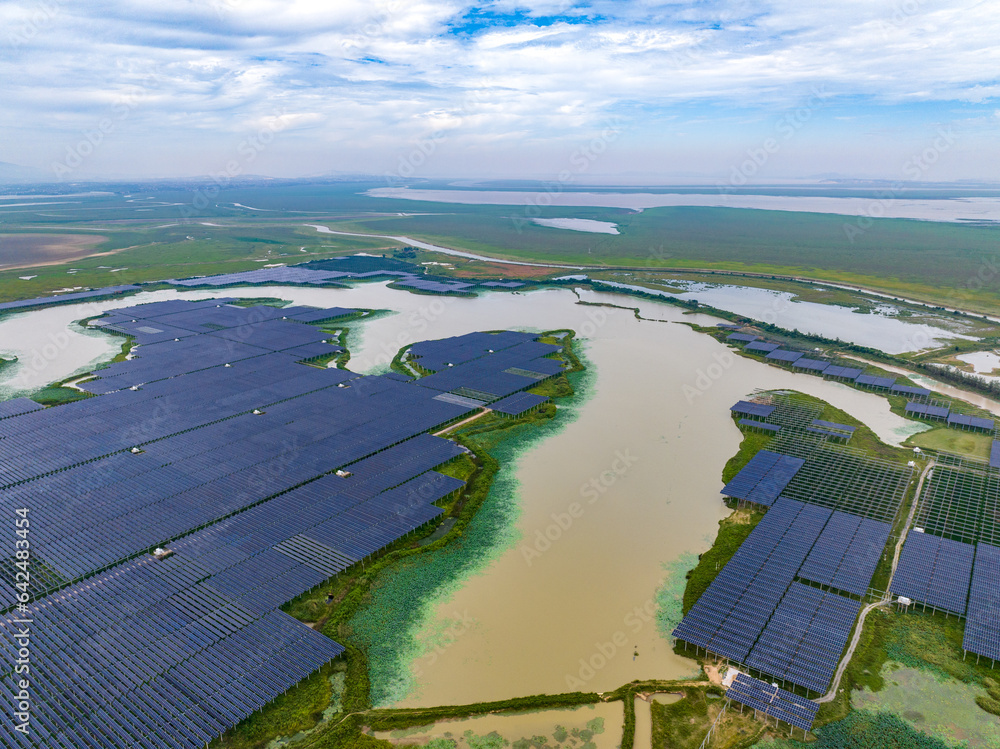 Solar photovoltaic panel aerial photography