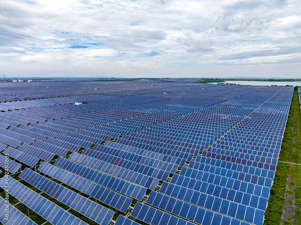 Solar photovoltaic panel aerial photography