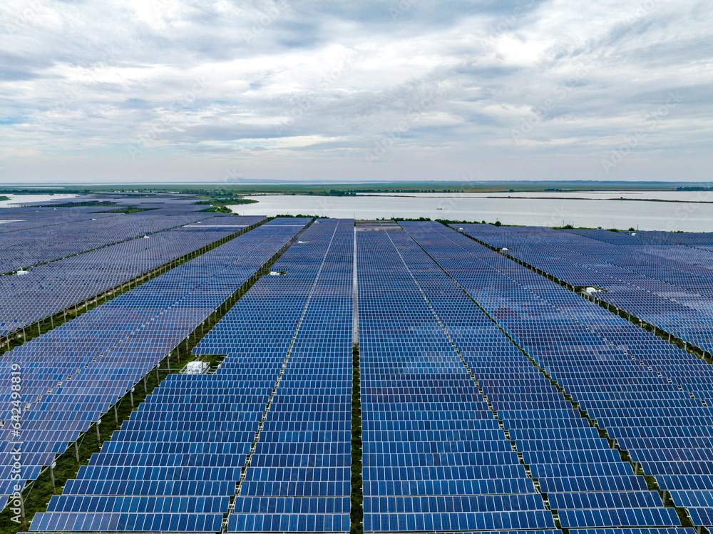 Solar photovoltaic panel aerial photography