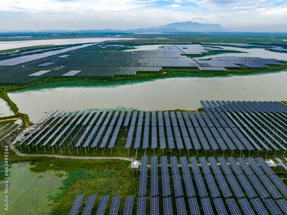 Solar photovoltaic panel aerial photography