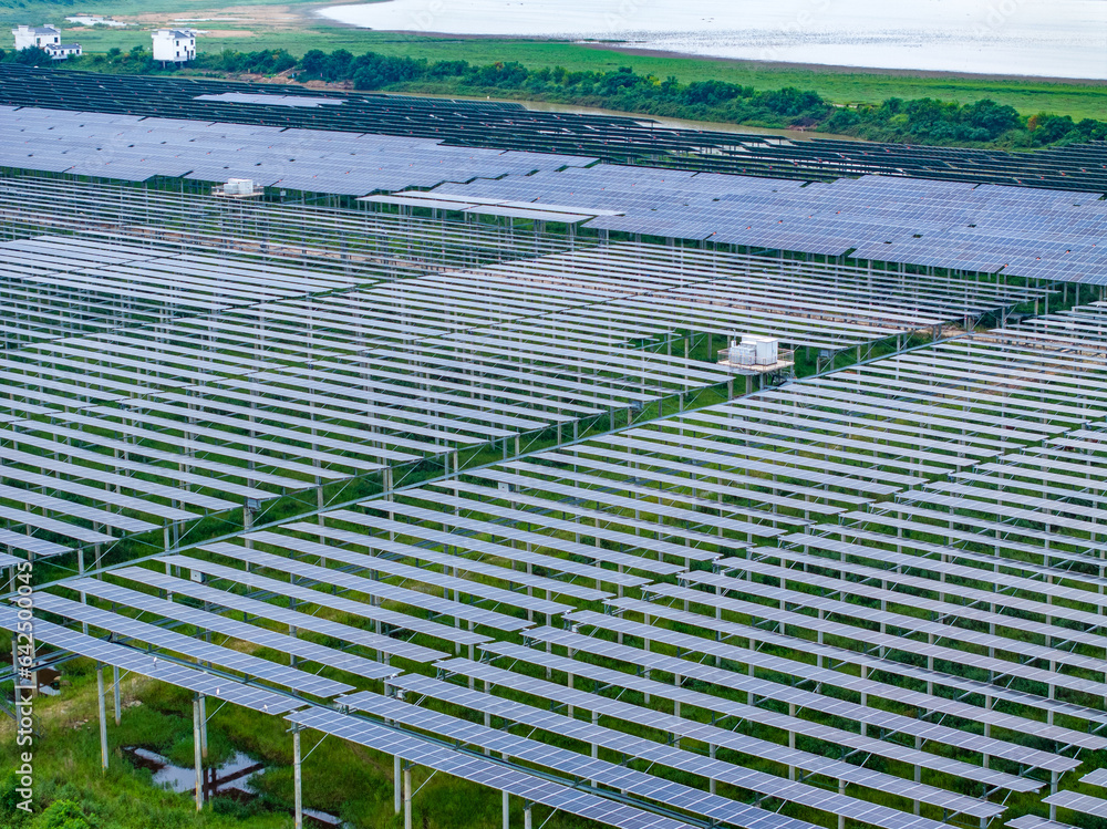 Solar photovoltaic panel aerial photography