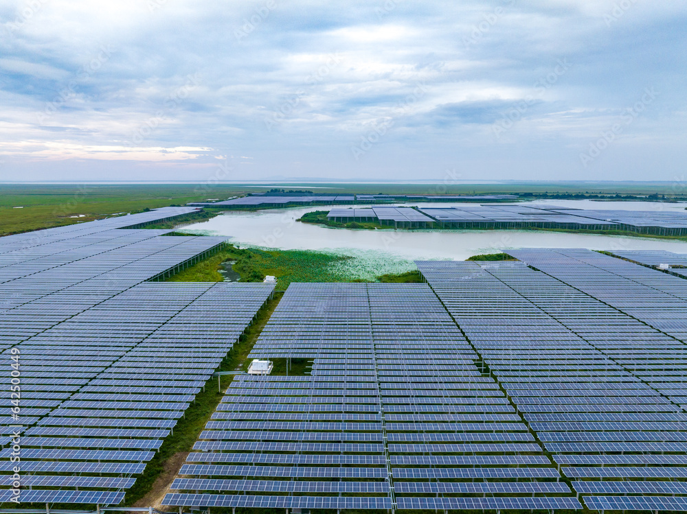 Solar photovoltaic panel aerial photography