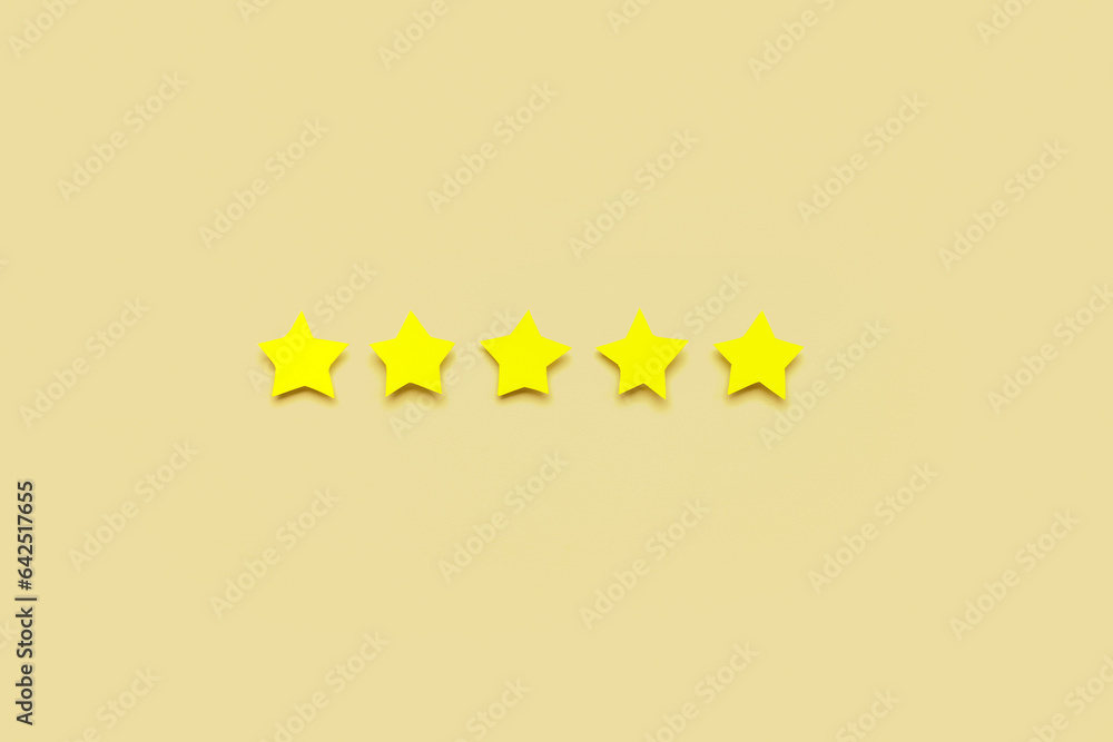 Five stars on color background. Customer experience concept