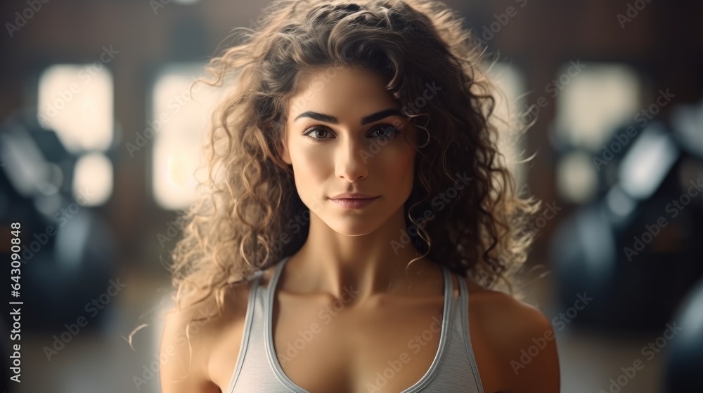 Healthy lifestyle concept, Portrait of beautiful woman working out at gym, Fitness exercises.