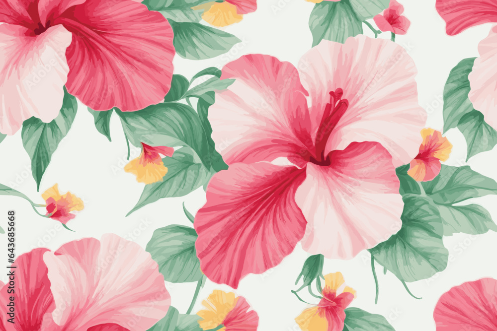 hand-painted exotic floral  seamless pattern