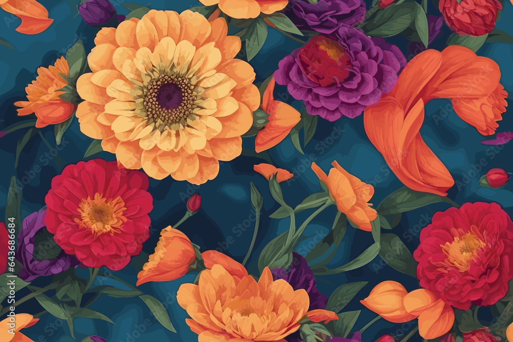 hand-painted exotic floral  seamless pattern