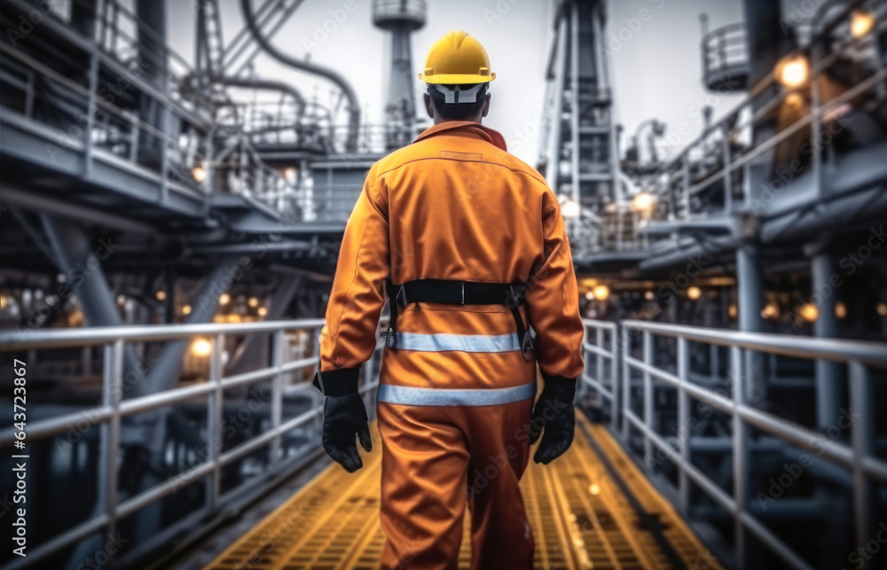 Engineer working at oil rig.