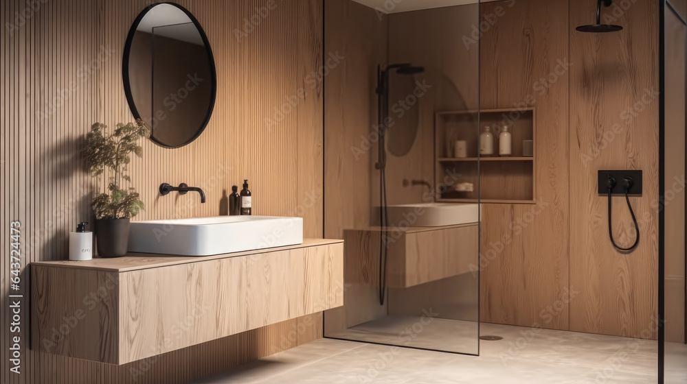 Modern bathroom interior with sink.