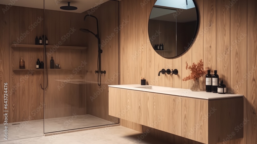 Modern bathroom interior with sink.