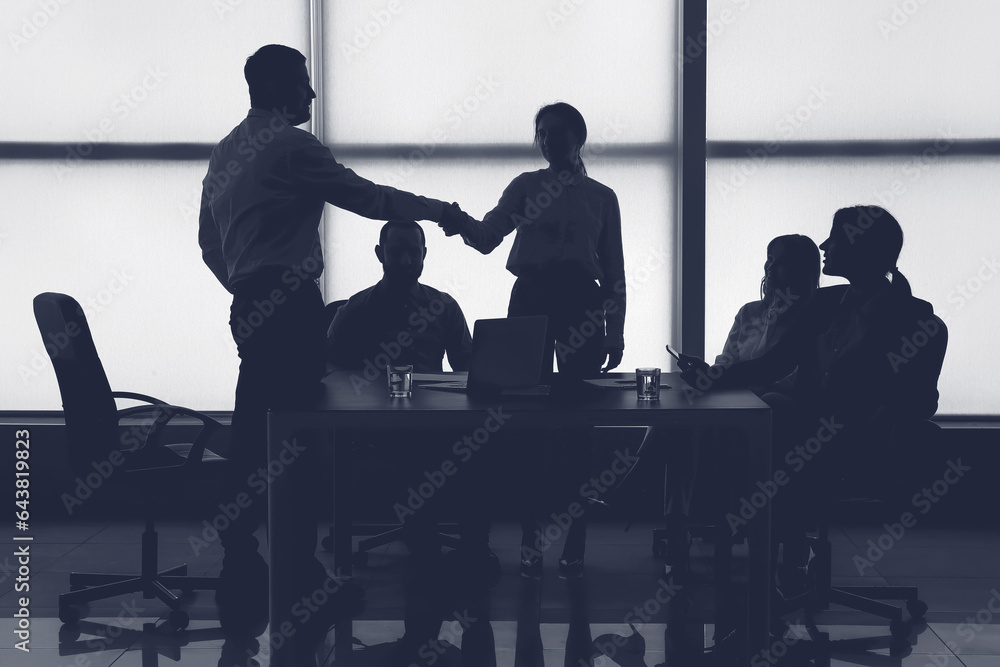 Silhouette of business consultants working in office