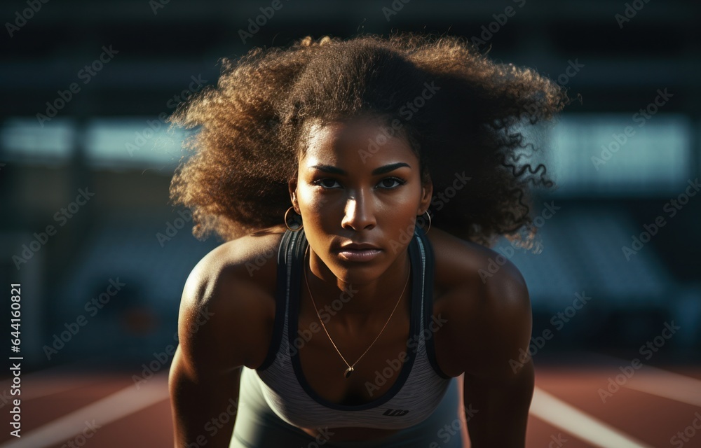 Woman stretching exercise in athletics on track