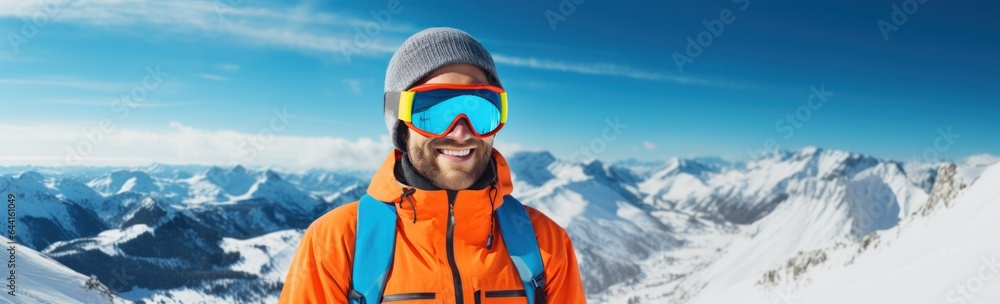 An man skiing on a snowy mountain