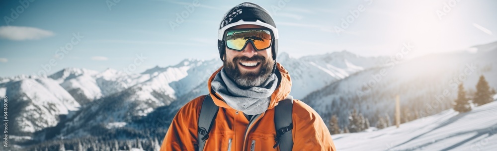 An man skiing on a snowy mountain