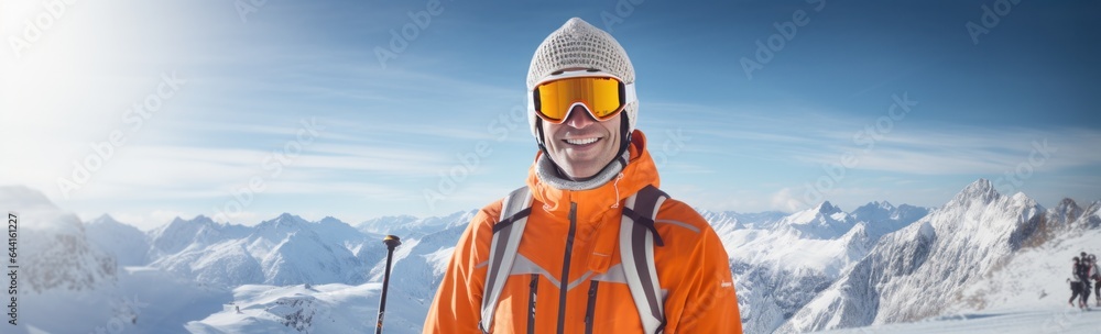 An man skiing on a snowy mountain