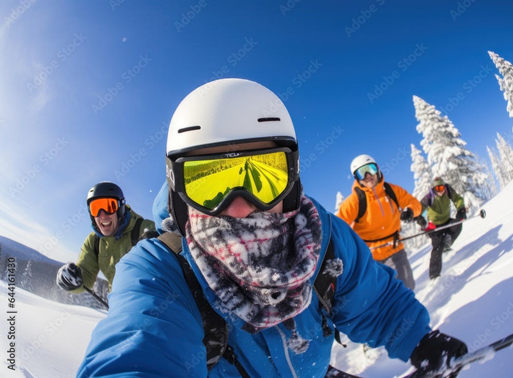 An man skiing on a snowy mountain